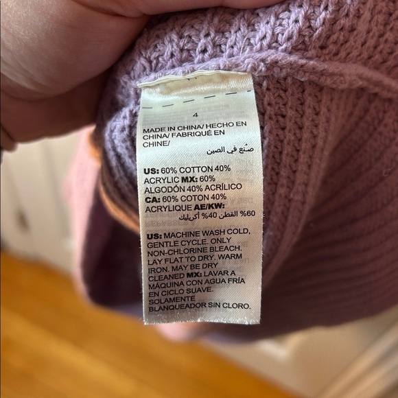 Chico's Ribbed Mixed Knit Cowl Neck Tunic Mauve Purple Quiet Luxury Size 4 / XXL - Picture 5 of 8